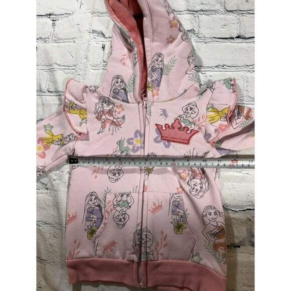 Disney Princesses Girls Hooded Zip Up Sweater Size 4t Pink - Picture 11 of 12
